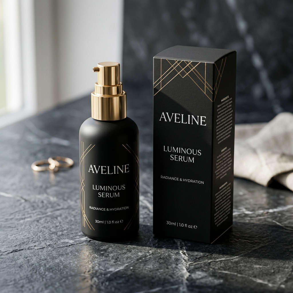 Luxury Cosmetics Bottle & Box Packaging Mockup